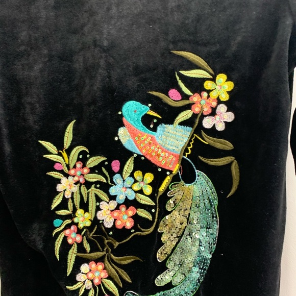 Y2K BCBGMAXAZRIA floral embroidered velour zip - Picture 5 of 9